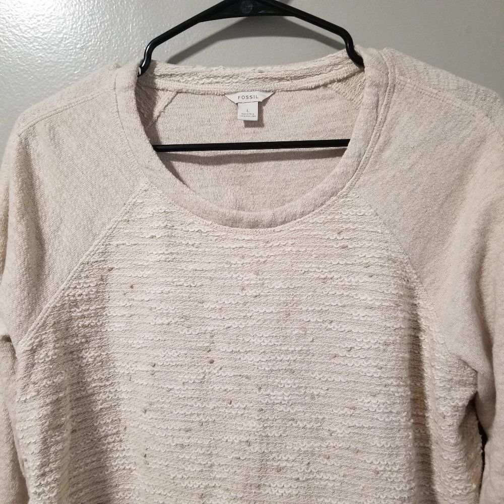 💚3/$15 Fossil Long Sleeve Crop Top Tan Blouse Women's Large